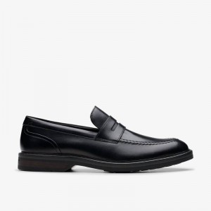 Black Leather Clarks Aldwin Step | CLKS-84265